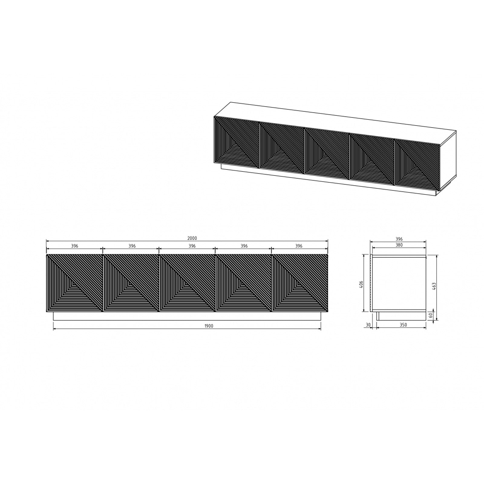 Kommode Asha 200cm, Material: Eiche