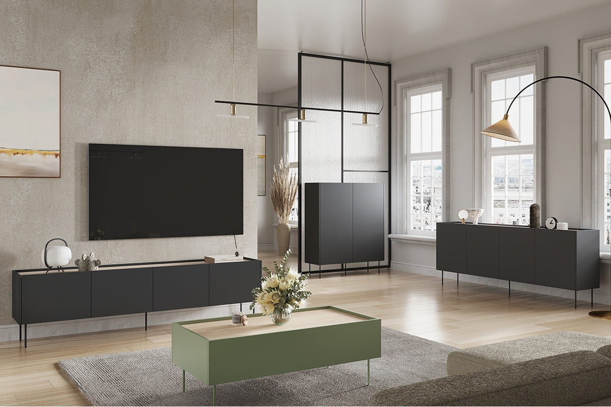 TV Kommode Desin 220cm, 4 Türen, Material: MDF