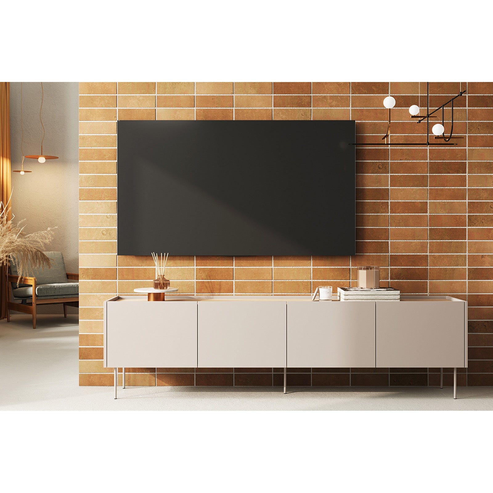 TV Kommode Desin 220cm, 4 Türen und 2 Schubladen, Material: MDF 