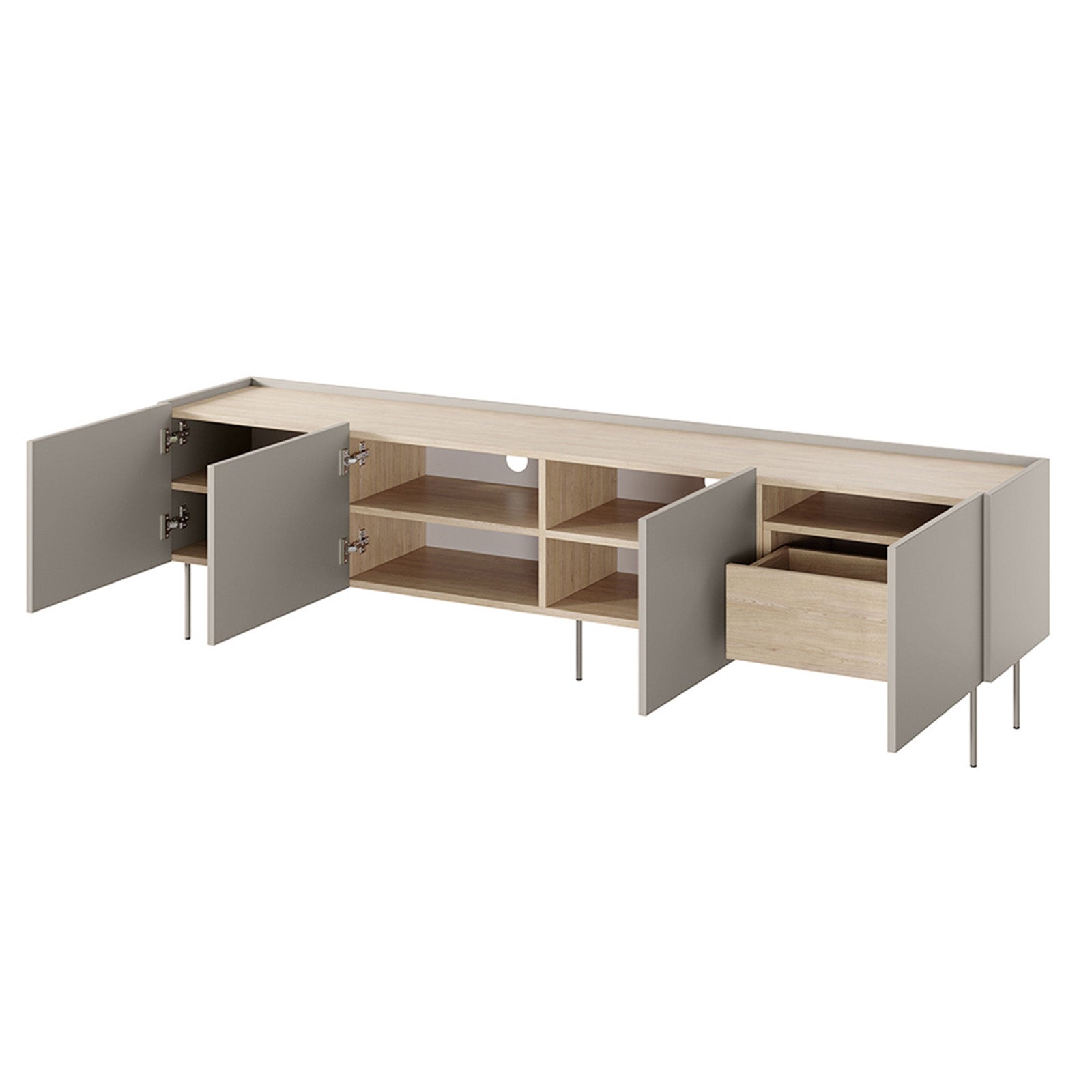 TV Kommode Desin 220cm, 4 Türen und 1 Schublade, Material: MDF 