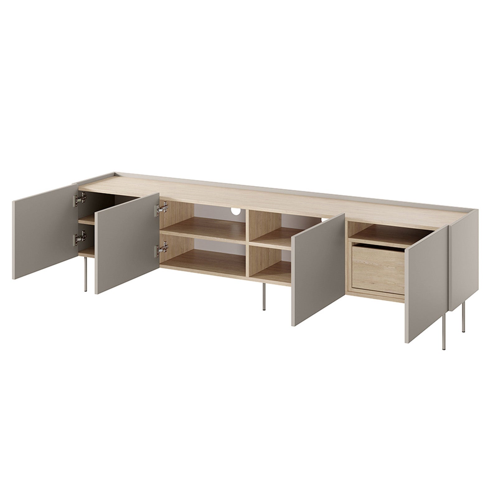 TV Kommode Desin 220cm, 4 Türen und 1 Schublade, Material: MDF 