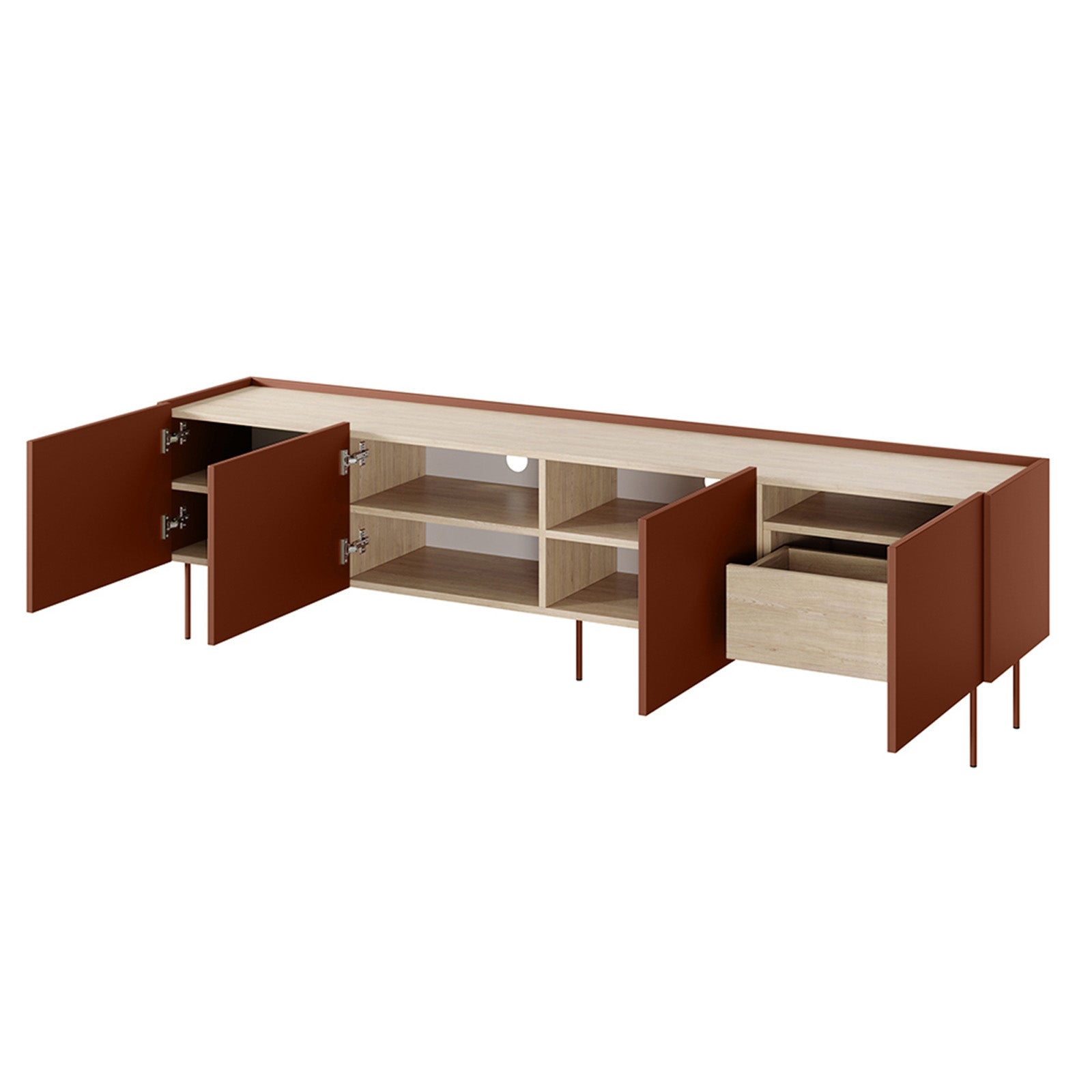 TV Kommode Desin 220cm, 4 Türen und 1 Schublade, Material: MDF 