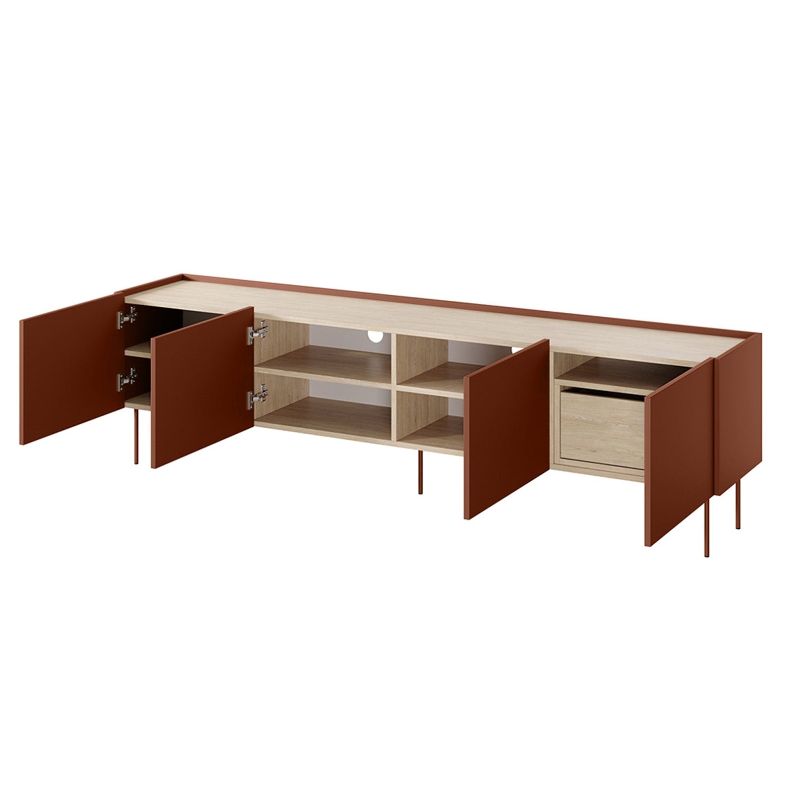 TV Kommode Desin 220cm, 4 Türen und 1 Schublade, Material: MDF 