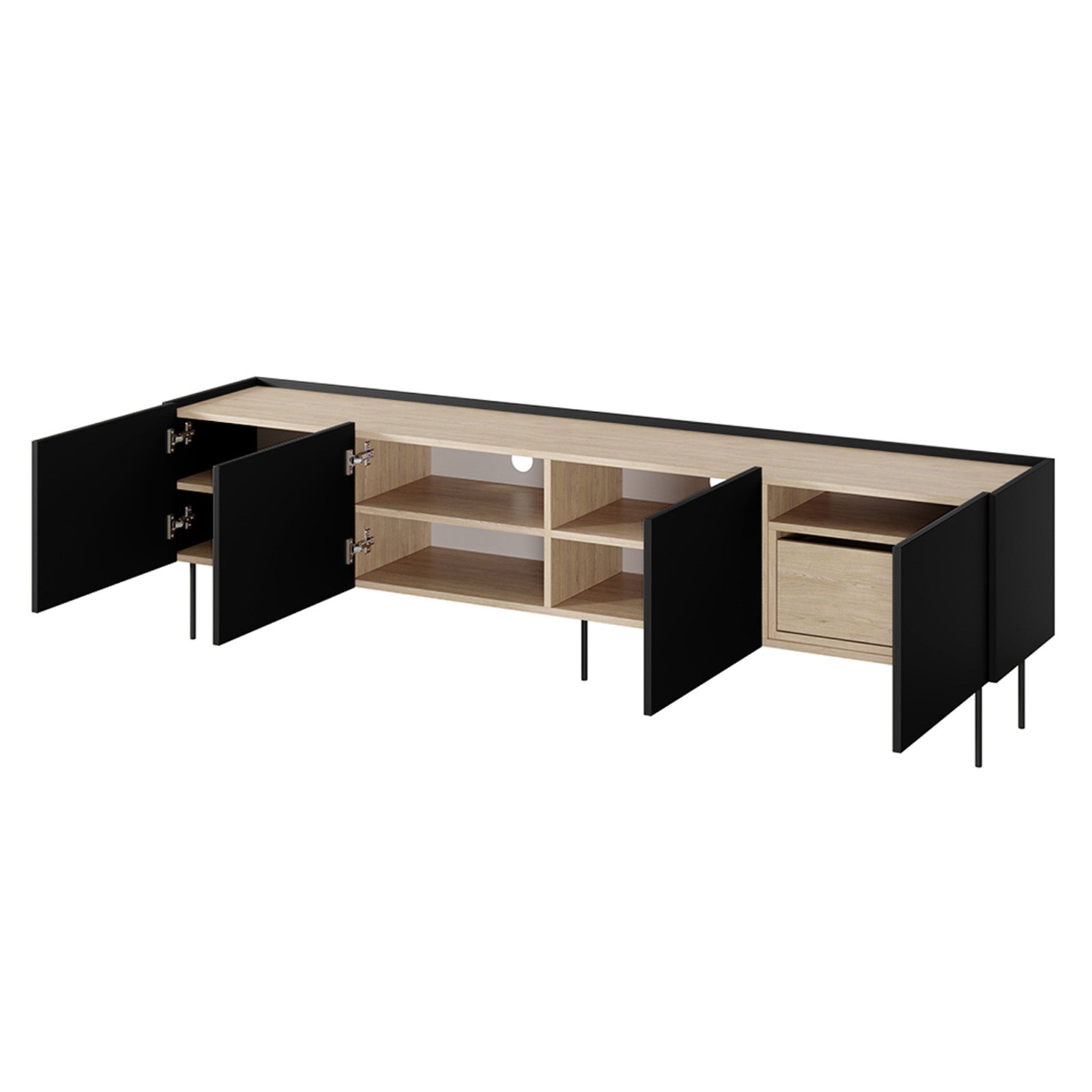 TV Kommode Desin 220cm, 4 Türen und 1 Schublade, Material: MDF 