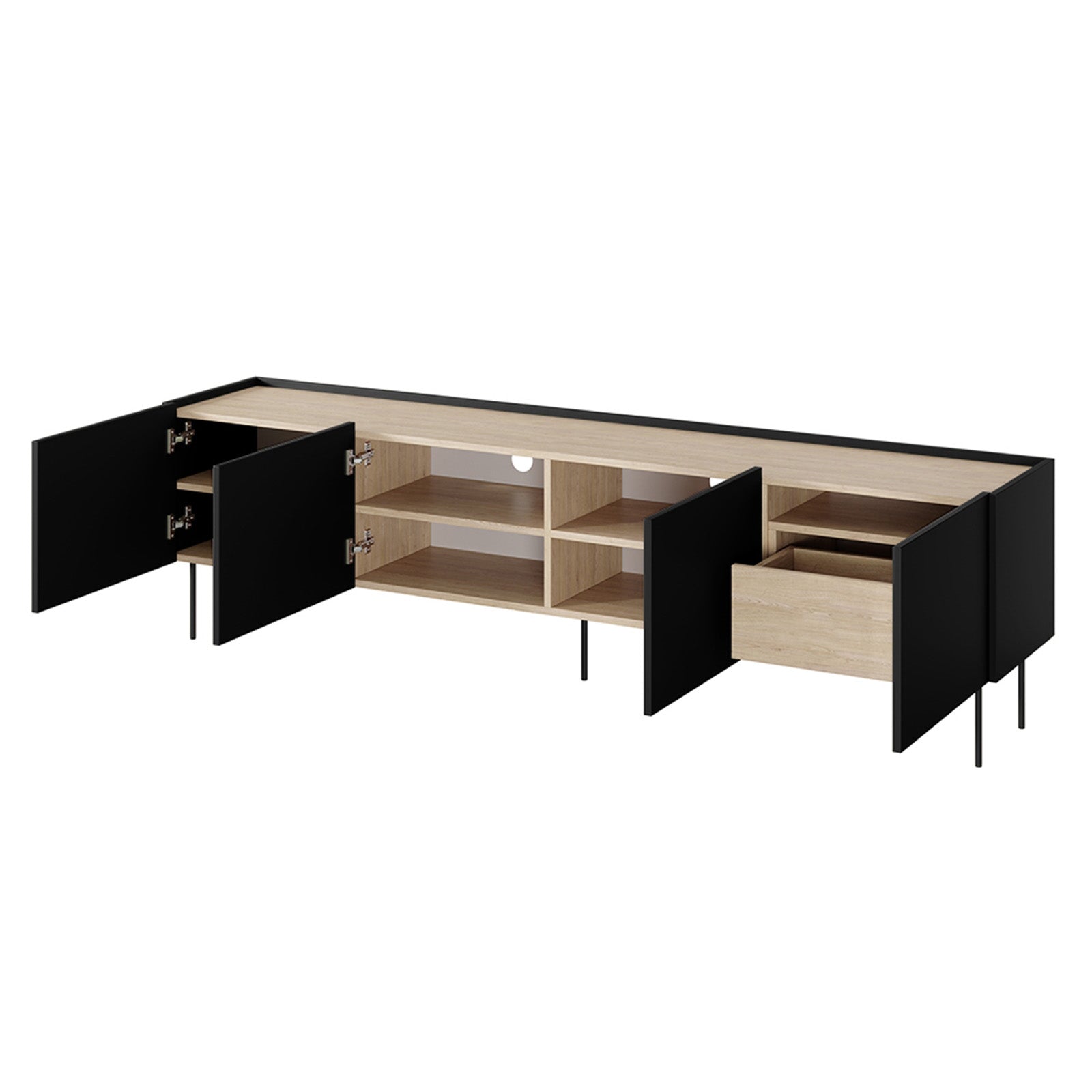 TV Kommode Desin 220cm, 4 Türen und 1 Schublade, Material: MDF 