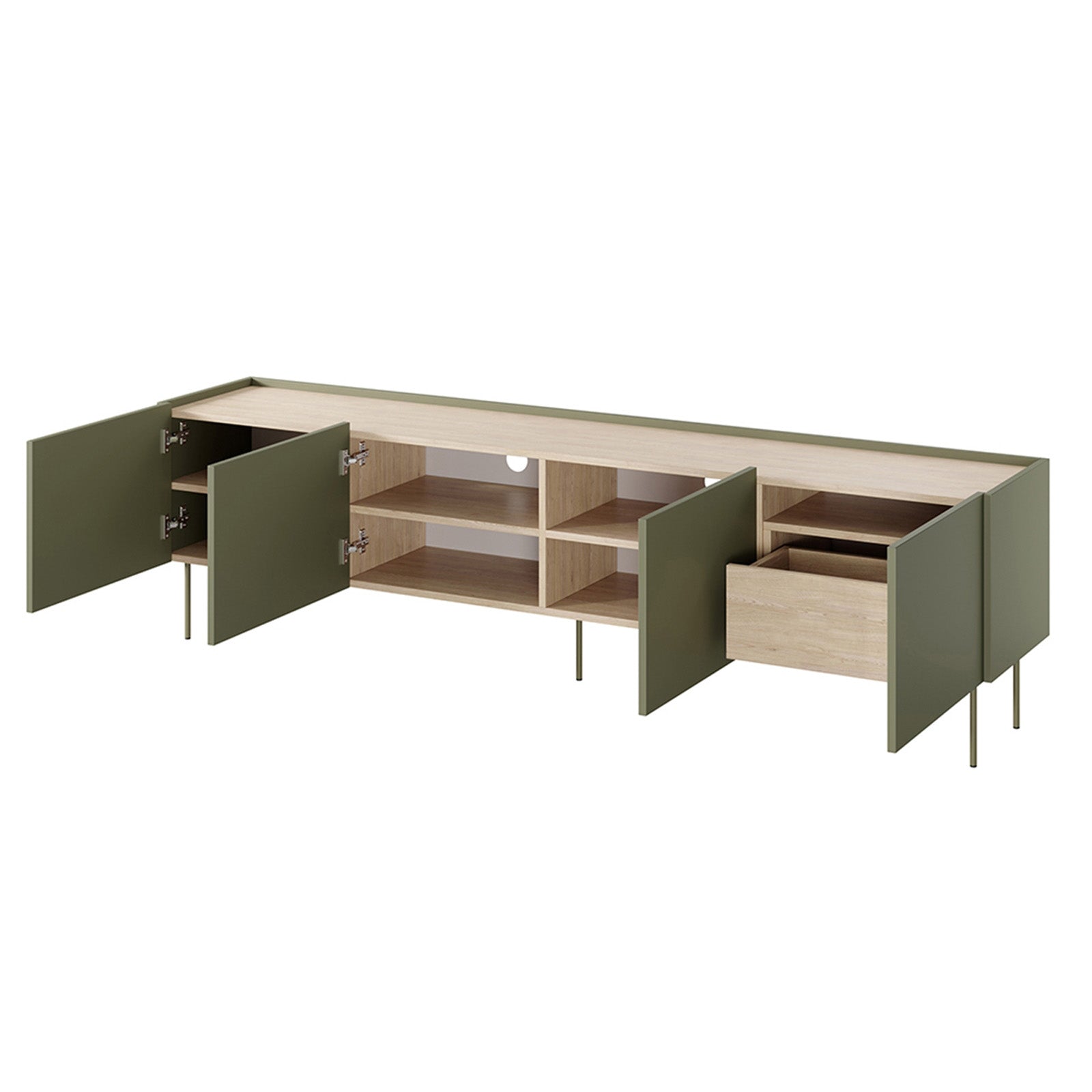TV Kommode Desin 220cm, 4 Türen und 1 Schublade, Material: MDF 