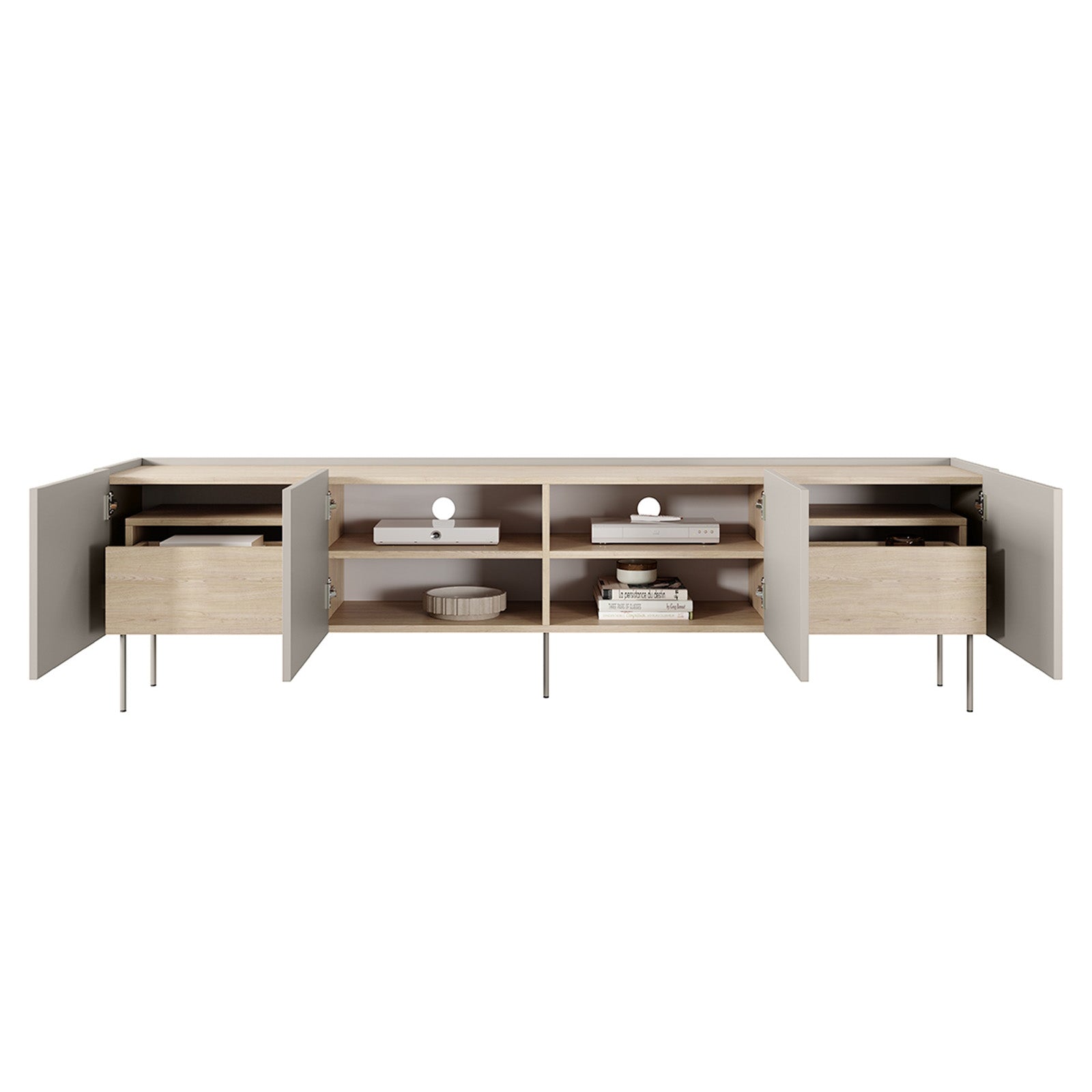 TV Kommode Desin 220cm, 4 Türen und 2 Schubladen, Material: MDF 