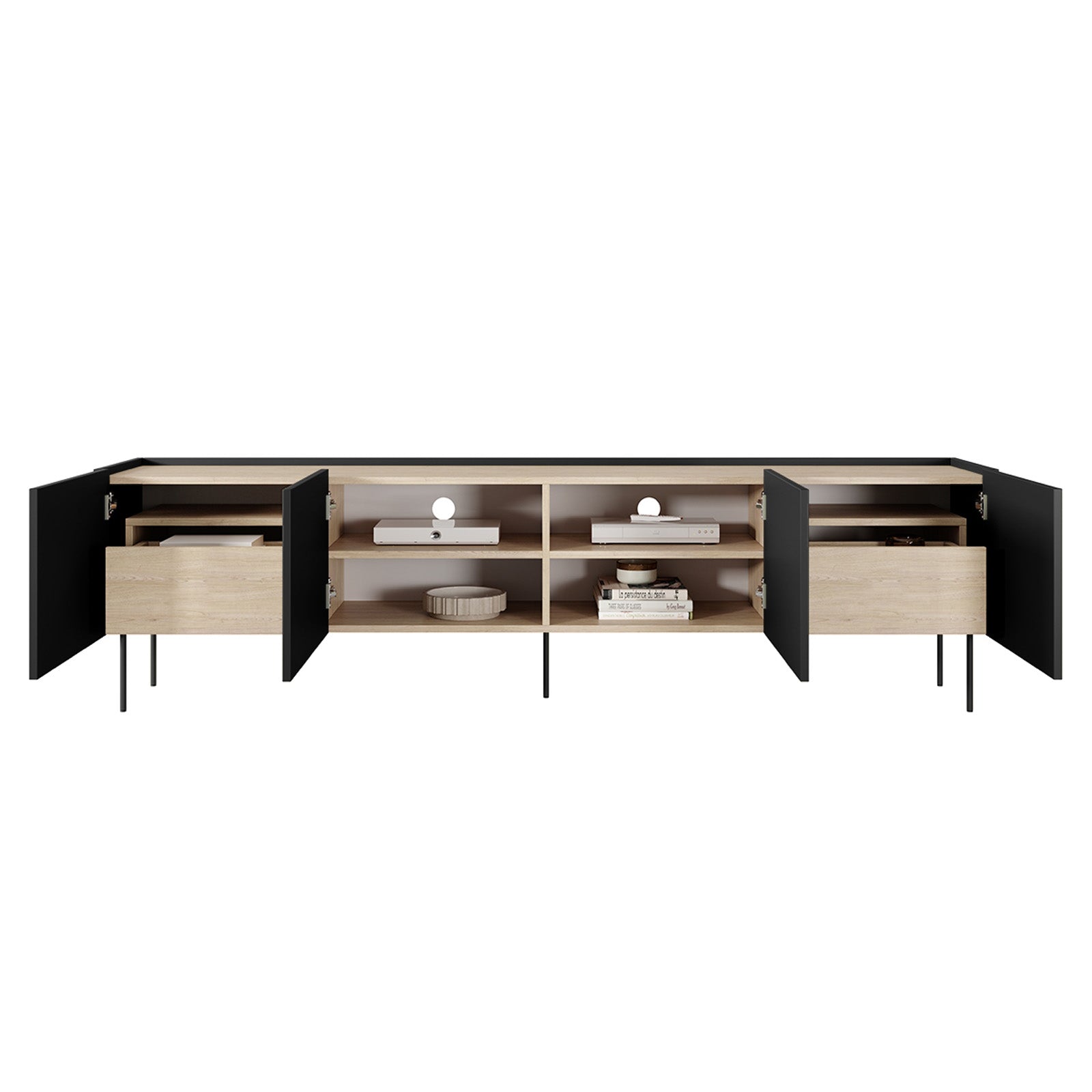 TV Kommode Desin 220cm, 4 Türen und 2 Schubladen, Material: MDF 