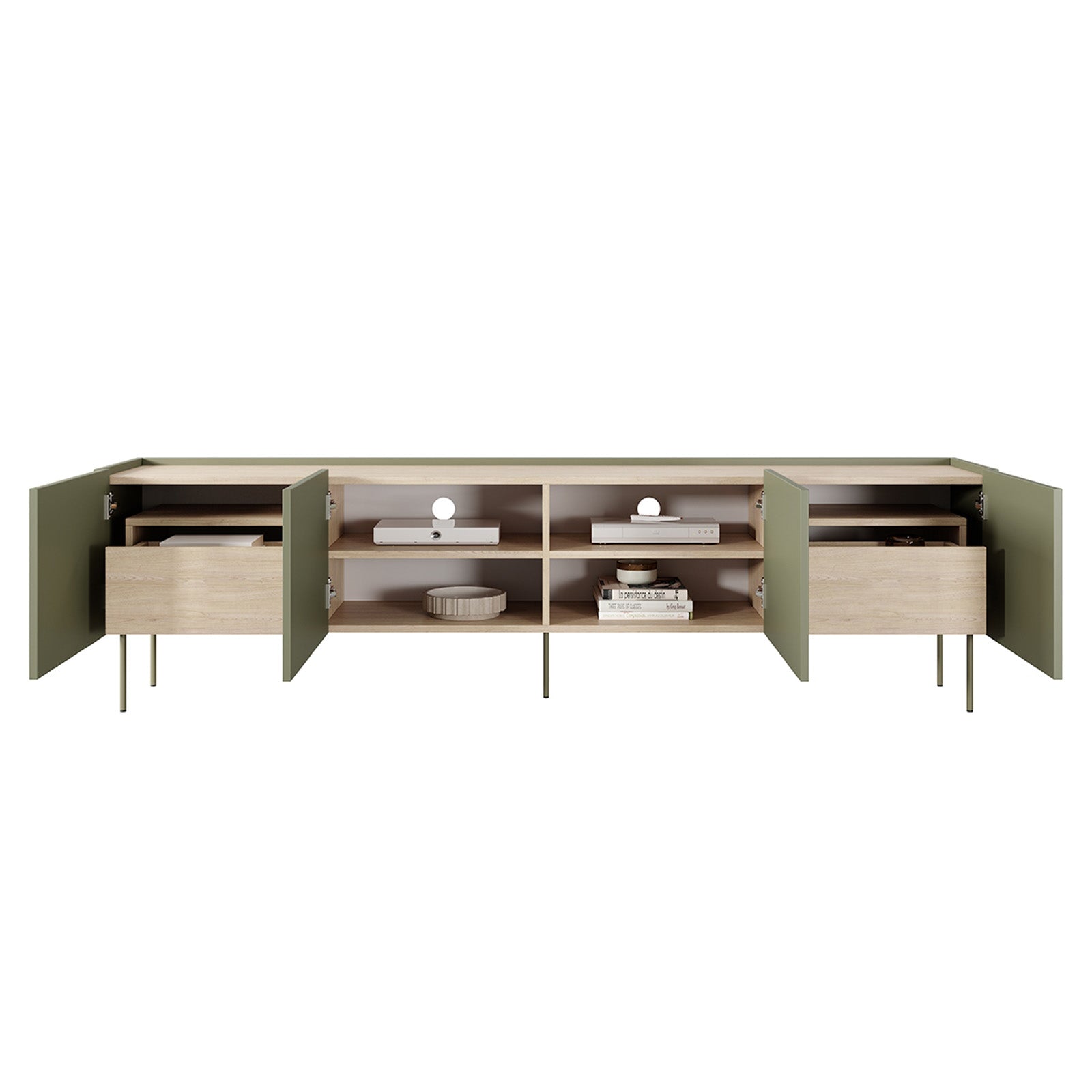 TV Kommode Desin 220cm, 4 Türen und 2 Schubladen, Material: MDF 