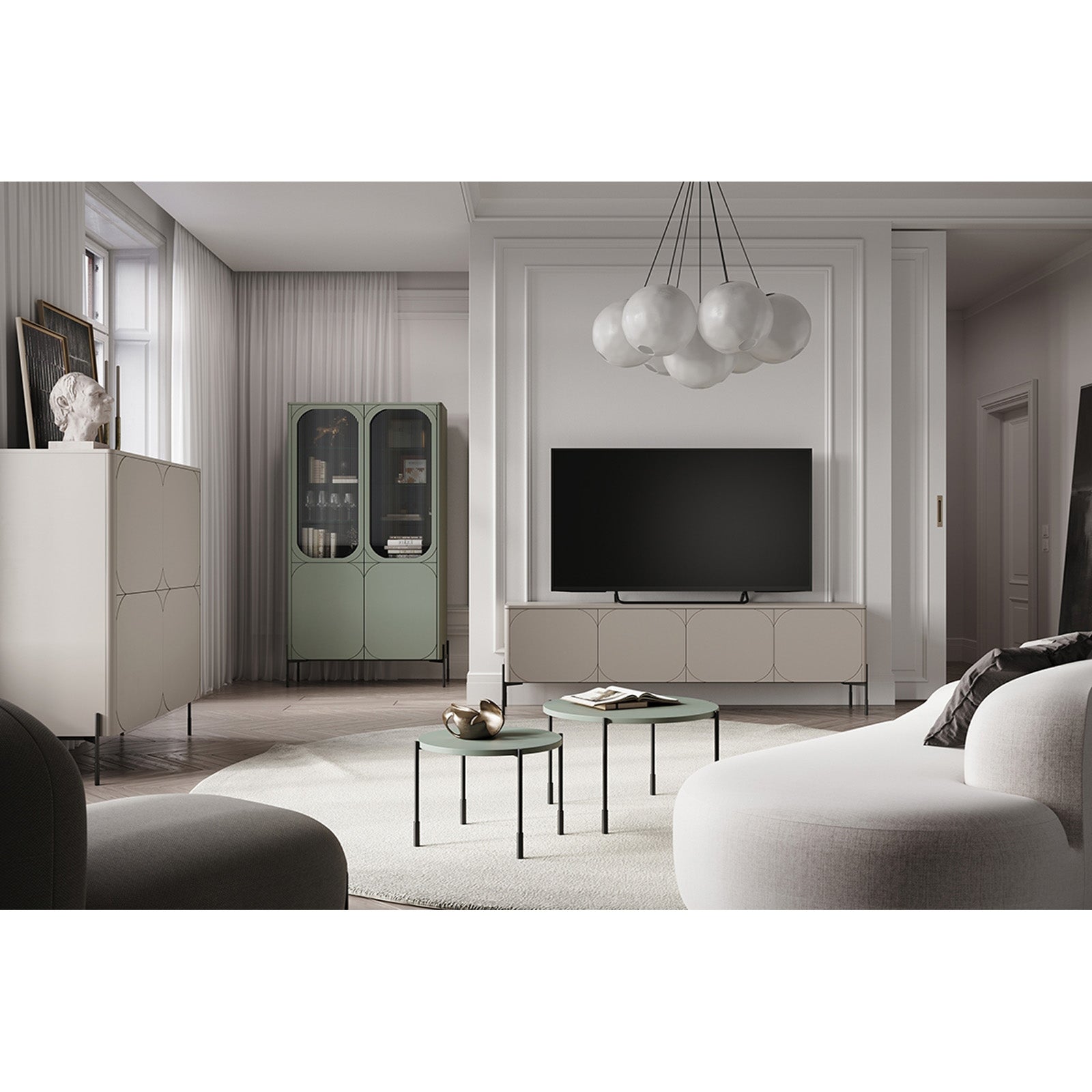 Sonatia Kommode 200cm, 4 Türen und 1 Schublade, Material: MDF