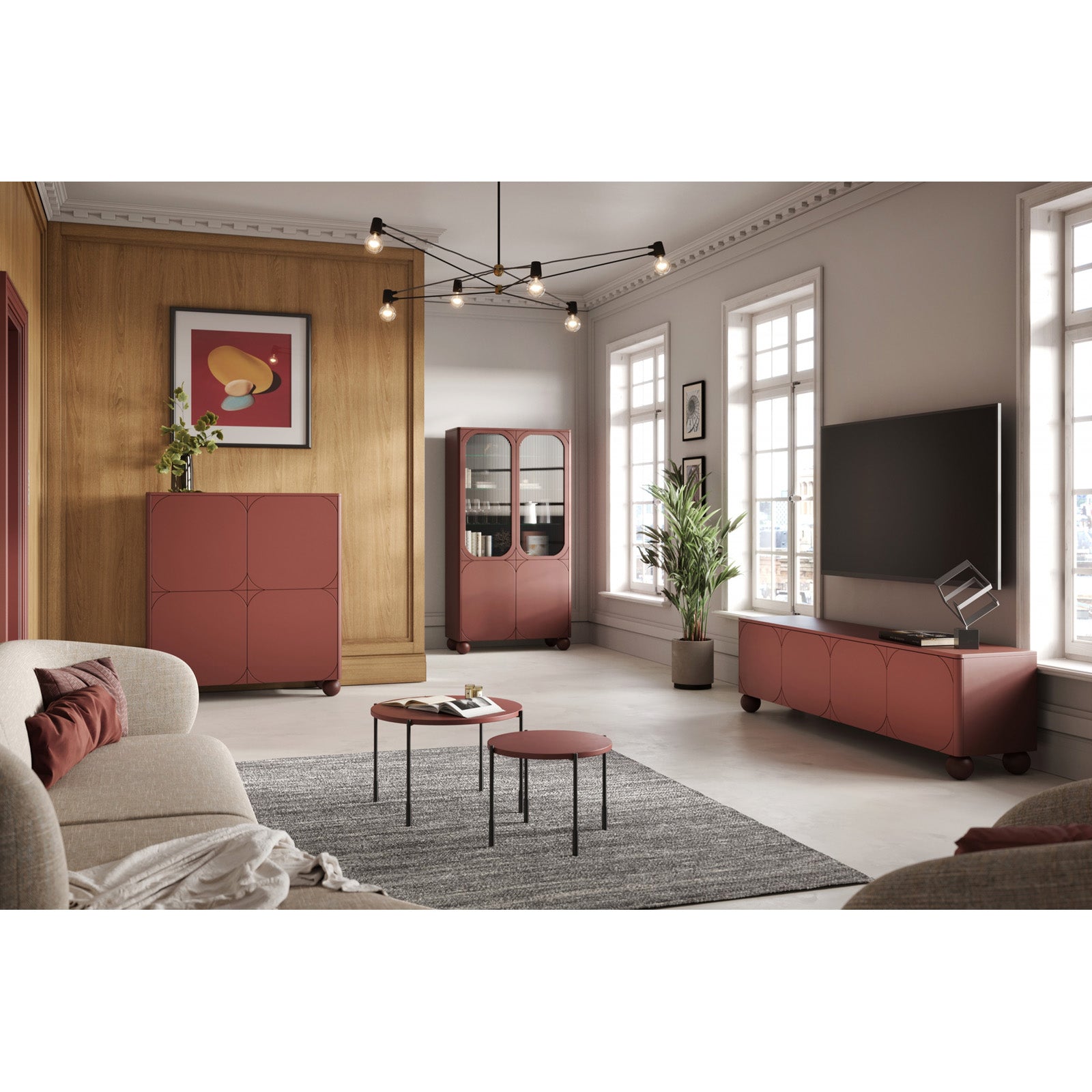 Sonatia Kommode 200cm, 4 Türen und 1 Schublade, Material: MDF