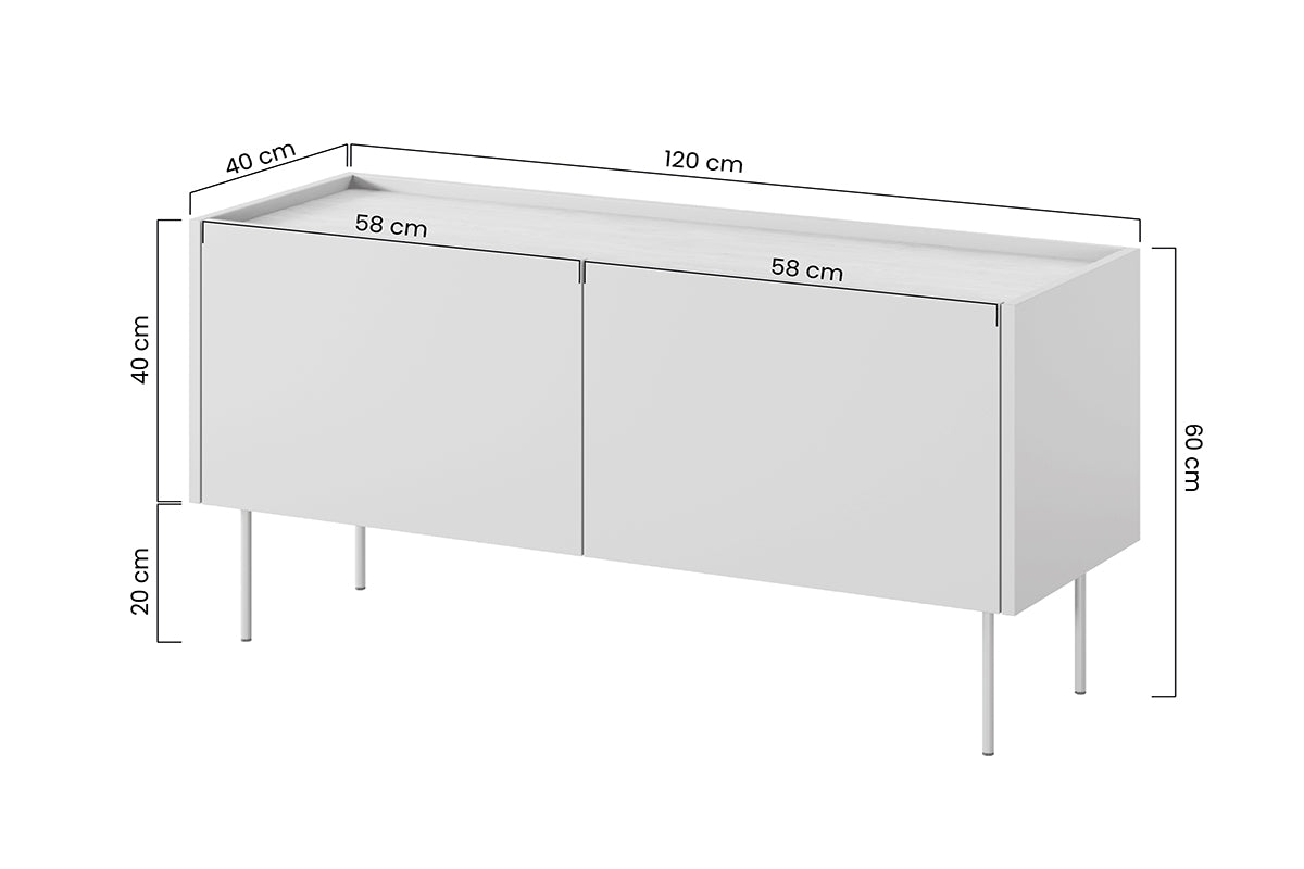 Kommode Desin 120cm, 2 Türen, Material: MDF