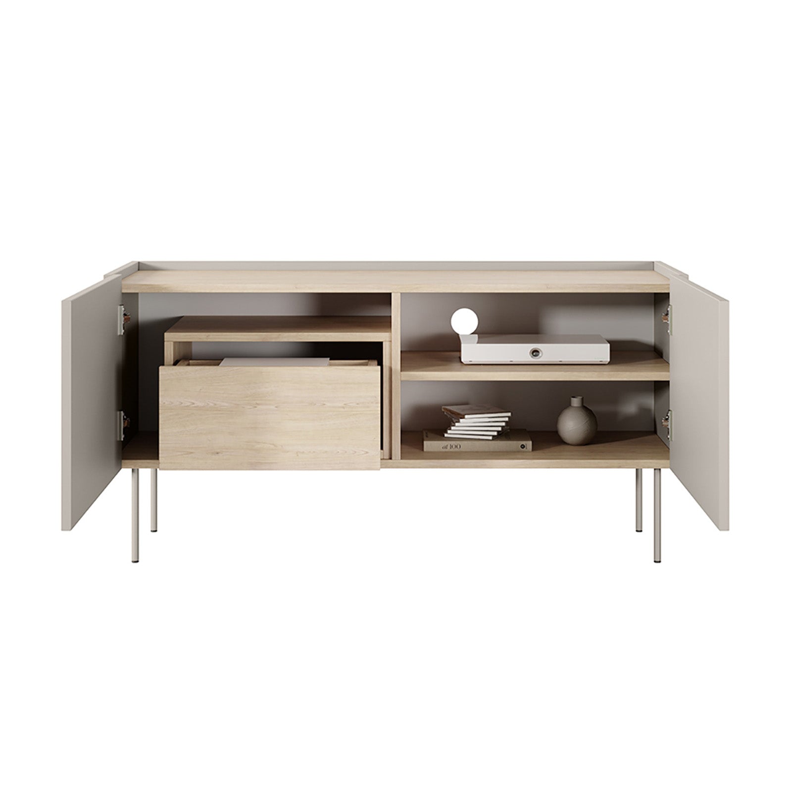 Kommode Desin 120cm, 2 Türen und 1 Schublade, Material: MDF