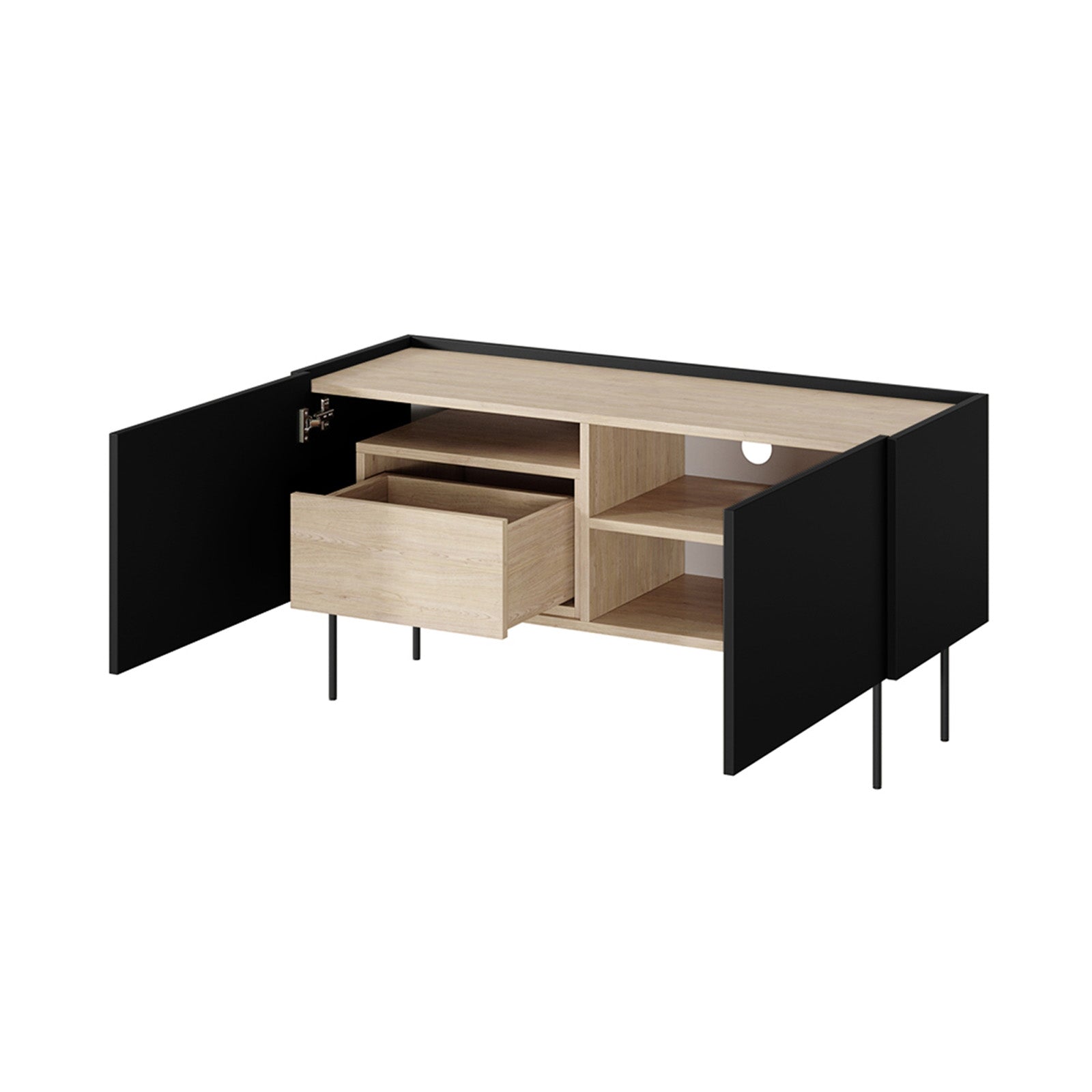 Kommode Desin 120cm, 2 Türen und 1 Schublade, Material: MDF