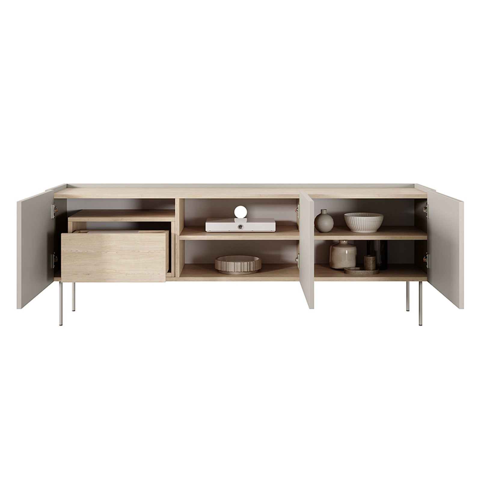 Kommode Desin 170cm, 3 Türen und 1 Schublade, Material: MDF
