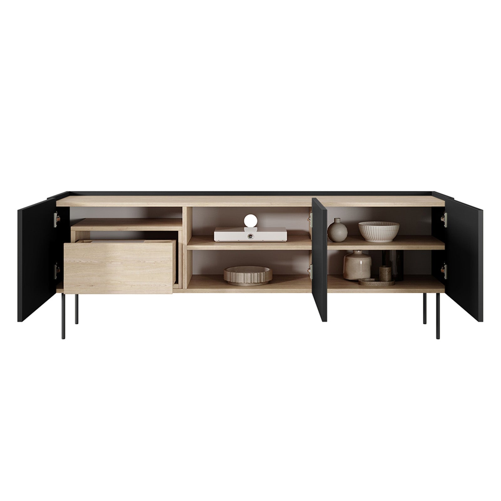 Kommode Desin 170cm, 3 Türen und 1 Schublade, Material: MDF