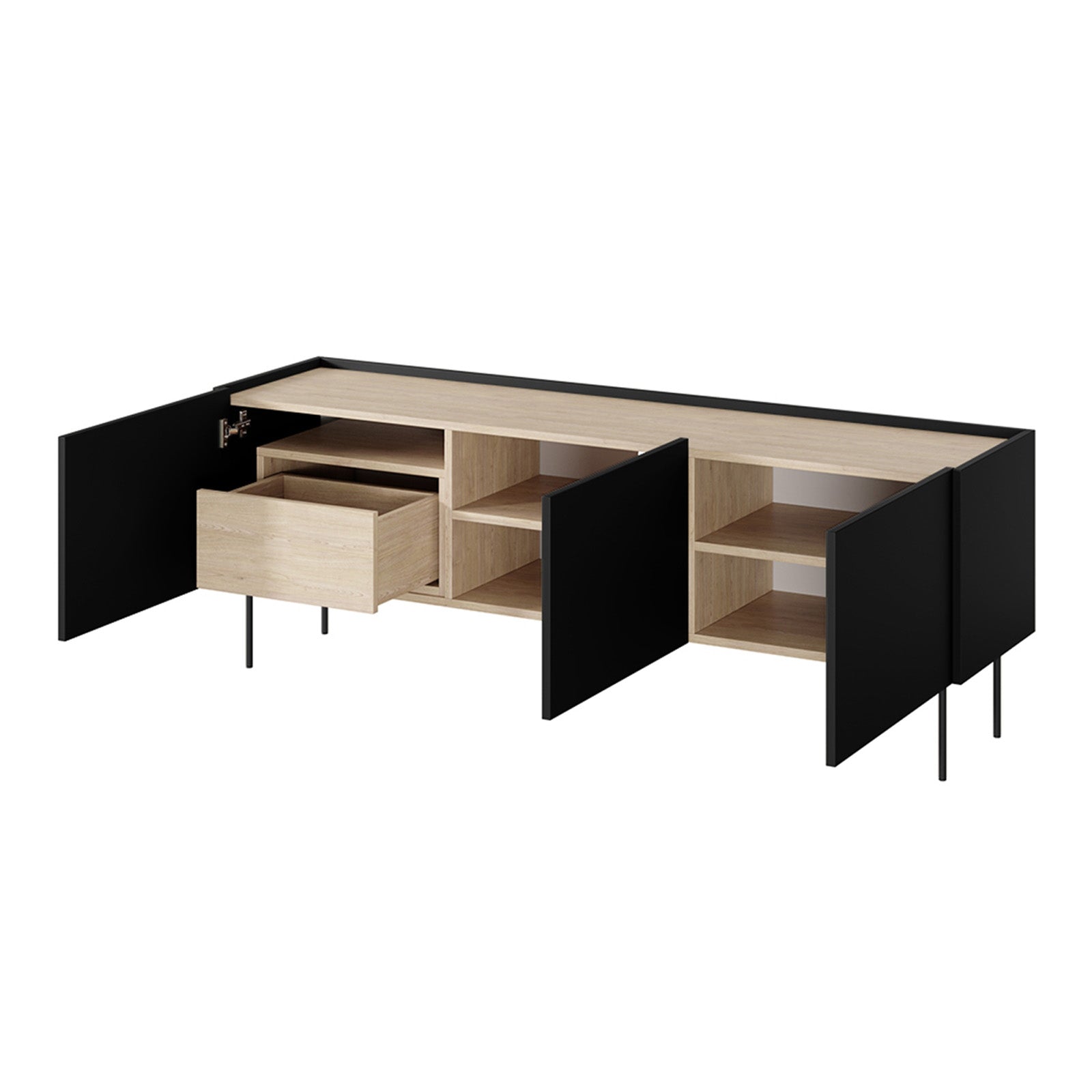 Kommode Desin 170cm, 3 Türen und 1 Schublade, Material: MDF
