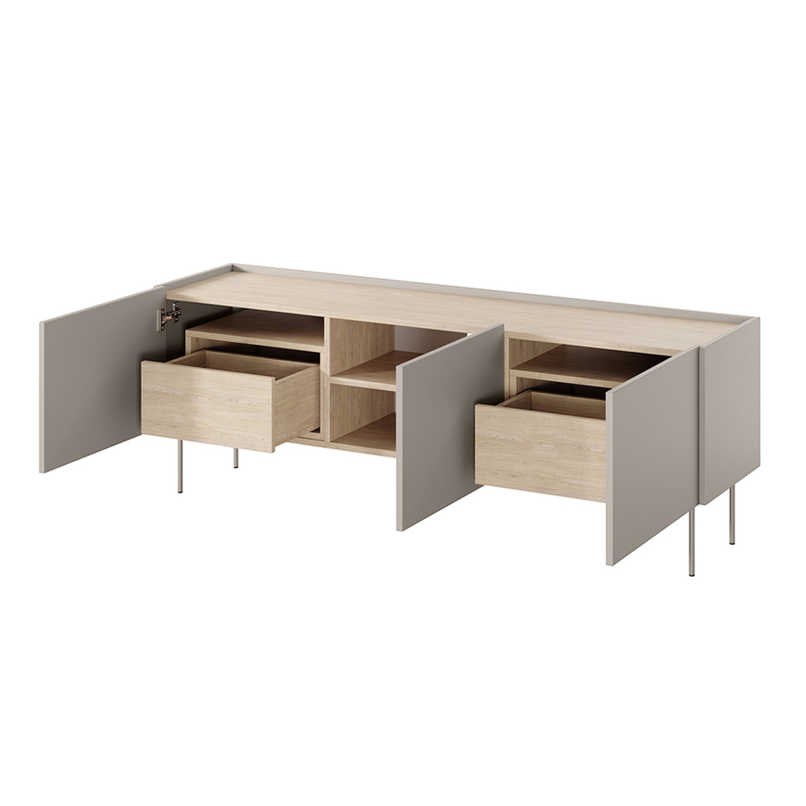 Kommode Desin 170cm, 3 Türen und 2 Schubladen, Material: MDF 