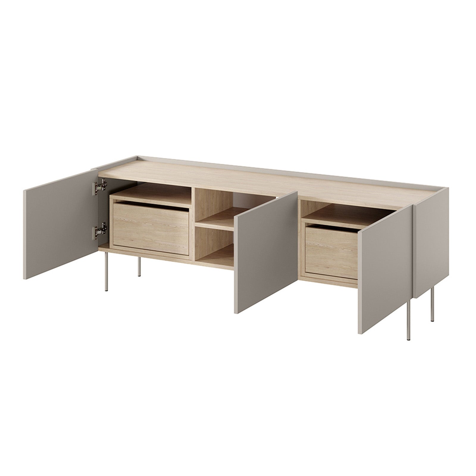 Kommode Desin 170cm, 3 Türen und 2 Schubladen, Material: MDF 