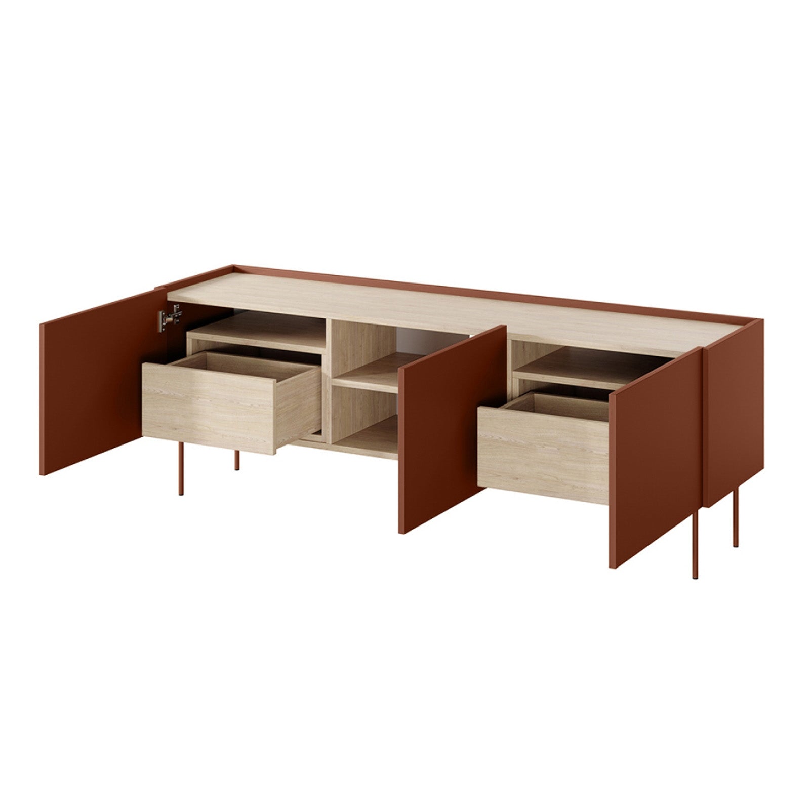 Kommode Desin 170cm, 3 Türen und 2 Schubladen, Material: MDF 