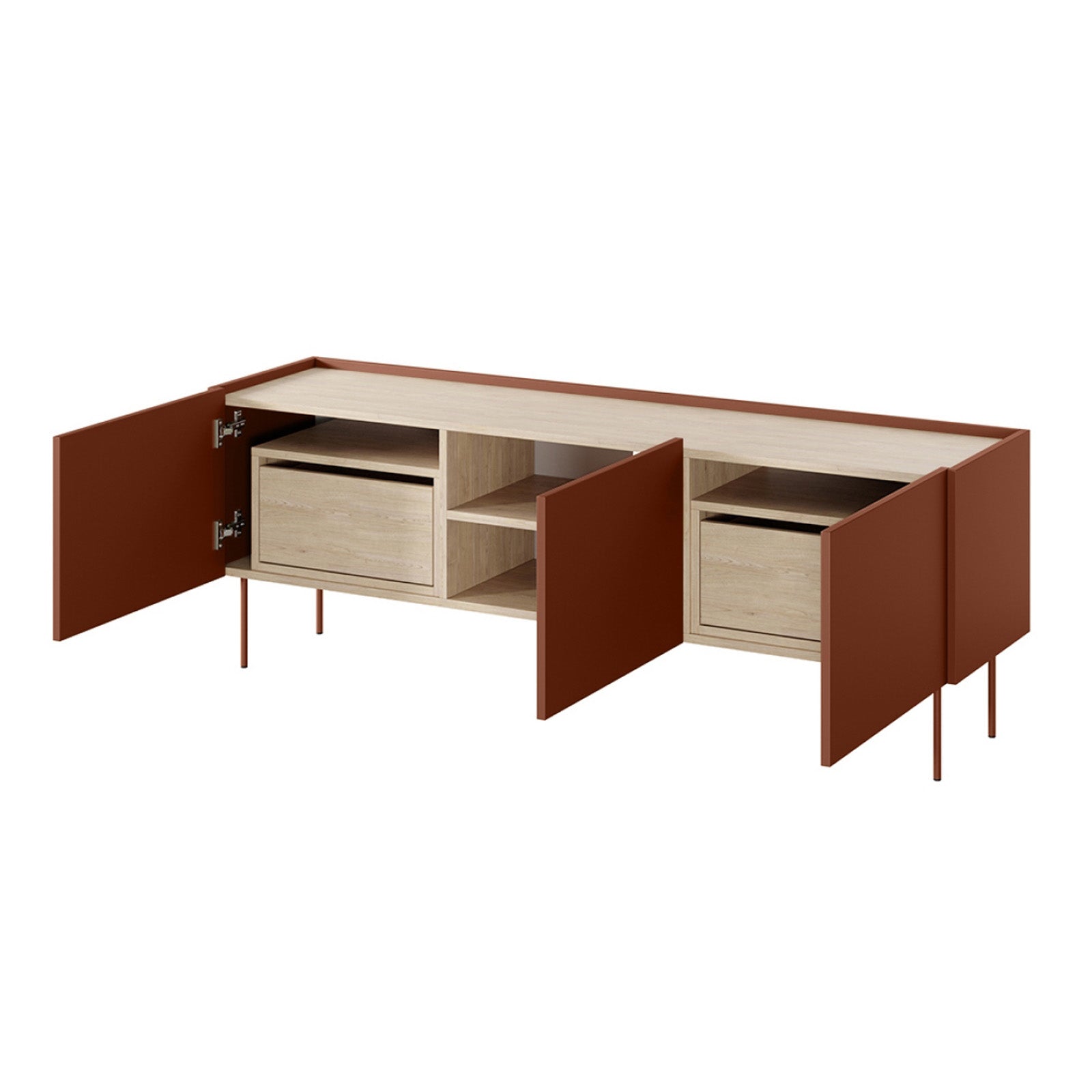Kommode Desin 170cm, 3 Türen und 2 Schubladen, Material: MDF 