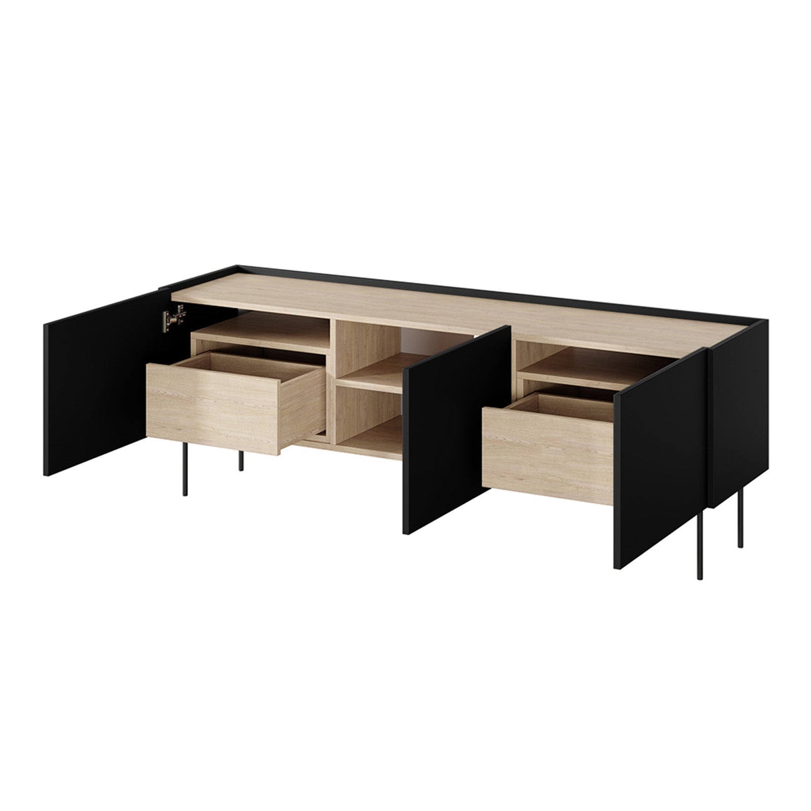 Kommode Desin 170cm, 3 Türen und 2 Schubladen, Material: MDF 