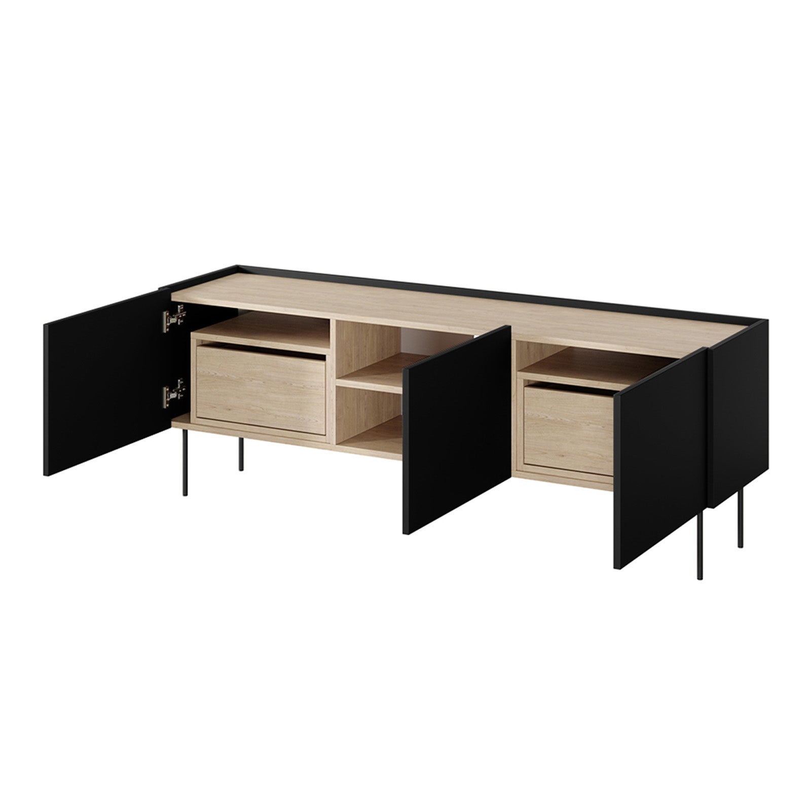 Kommode Desin 170cm, 3 Türen und 2 Schubladen, Material: MDF 