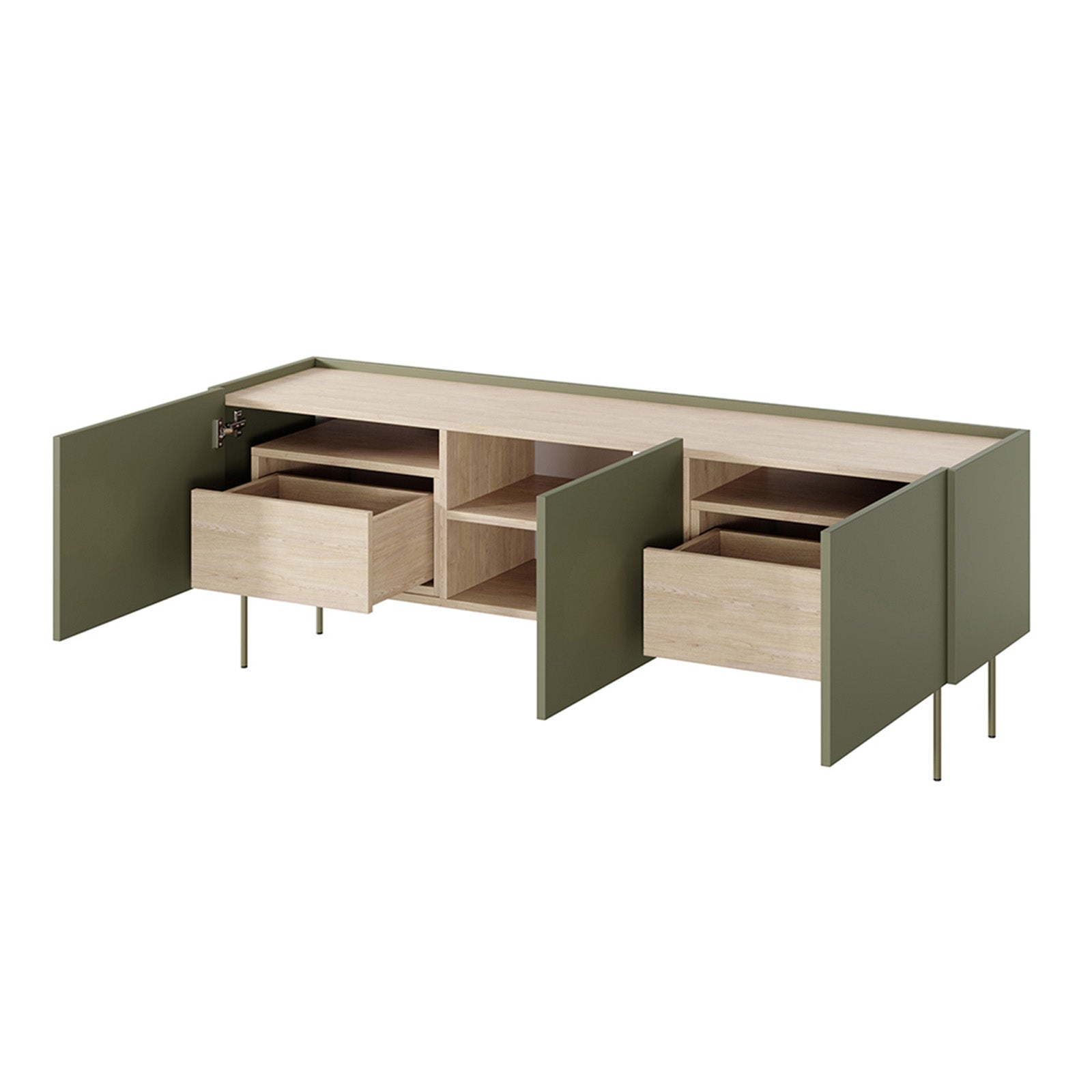 Kommode Desin 170cm, 3 Türen und 2 Schubladen, Material: MDF 