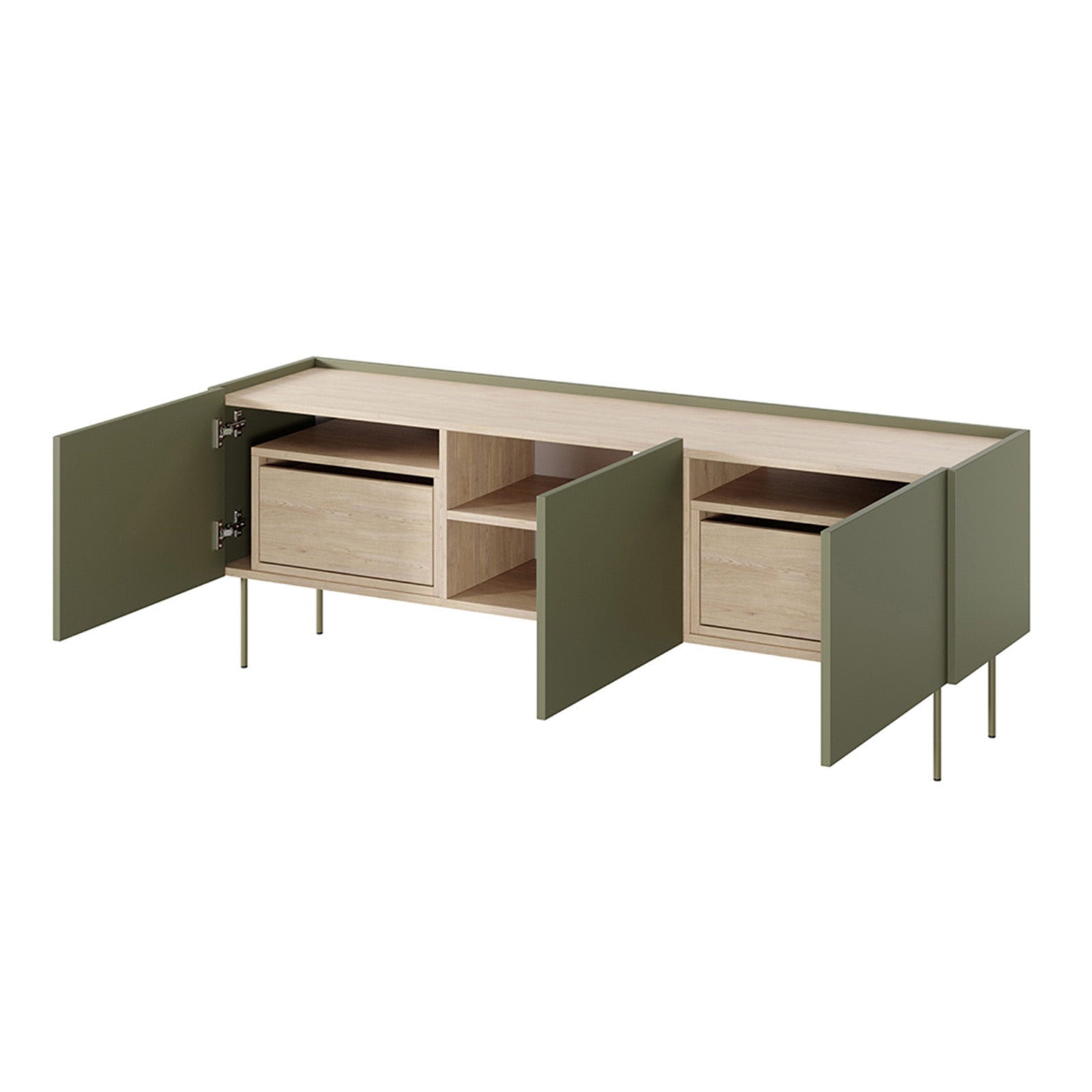 Kommode Desin 170cm, 3 Türen und 2 Schubladen, Material: MDF 