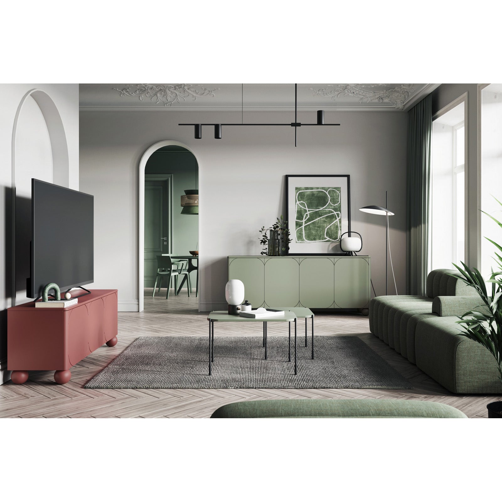 Sonatia Kommode 150cm, 3 Türen und 1 Schublade, Material: MDF