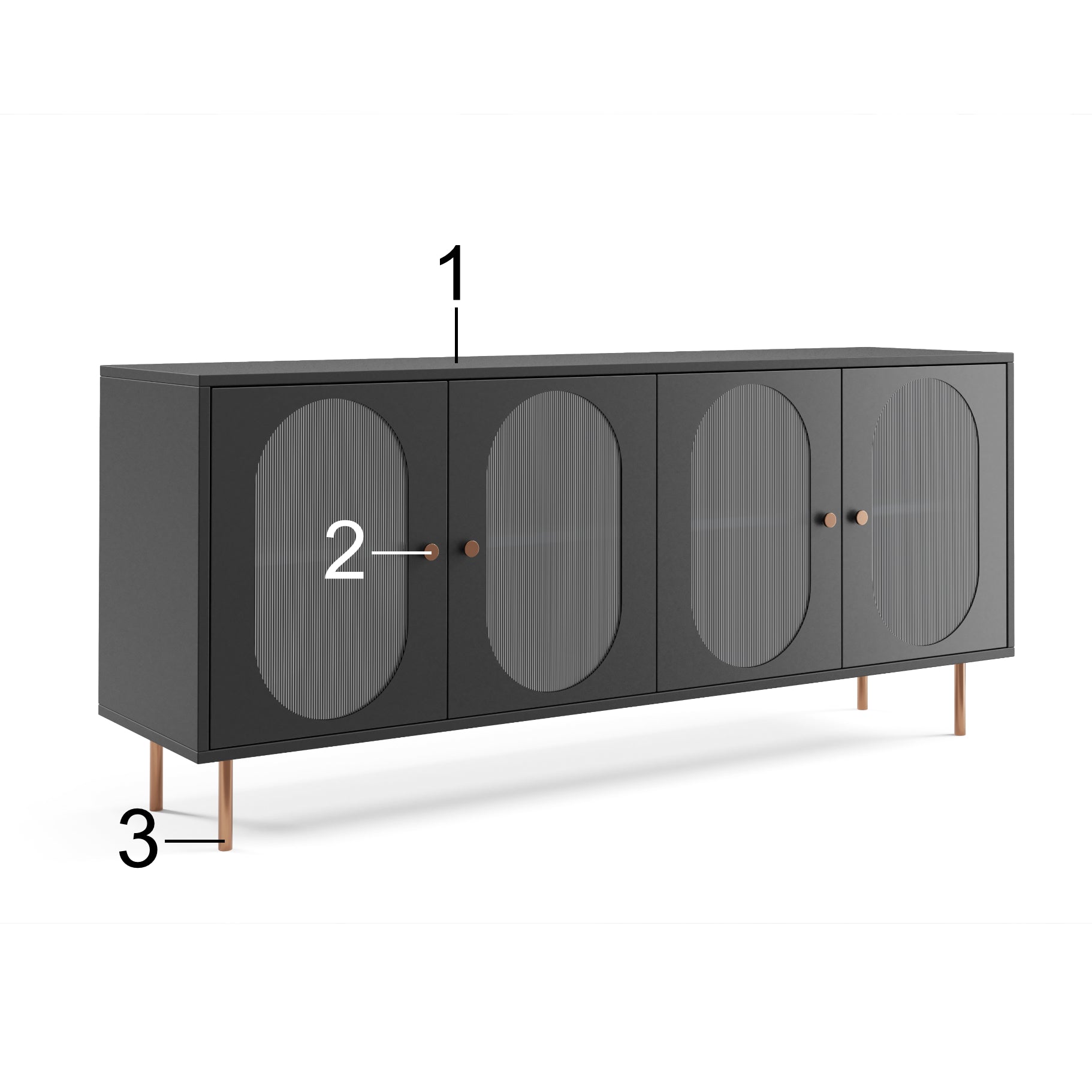 Kommode Velvet 164,5x42cm, Material: Laminierte Platte