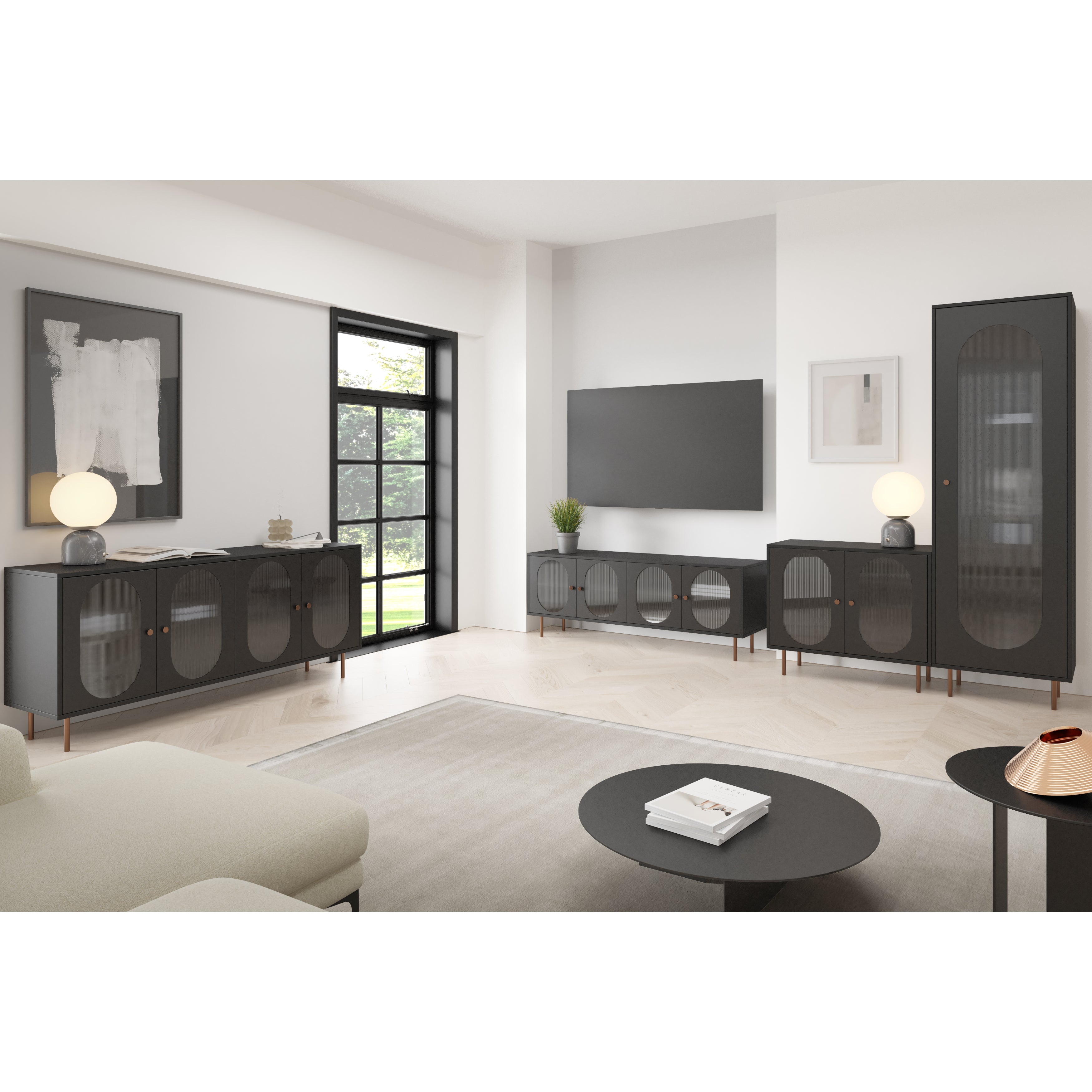 TV Kommode Velvet 161x38cm, Material: Laminierte Platte