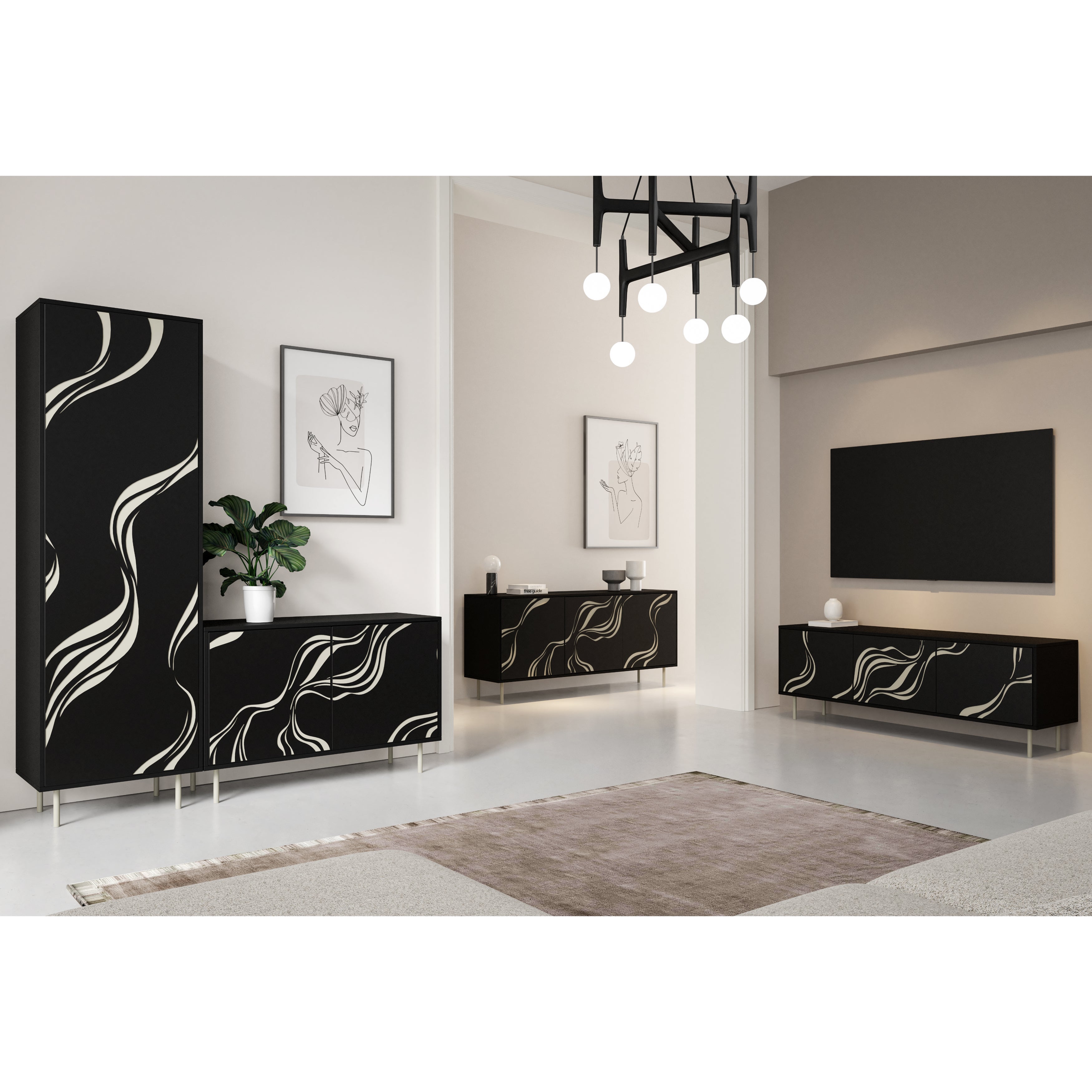 Kommode Vintro 164,5x42cm, Material: Laminierte Platte